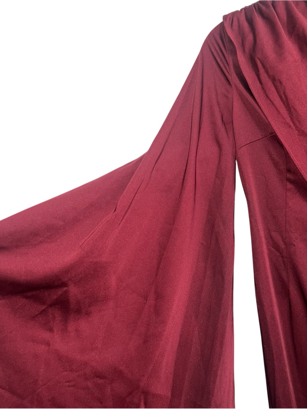 New Nwt Khanums Korello Satin Cape Sleeve Maxi Dress Red Burgundy — image 6 of 8